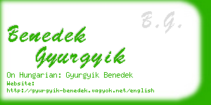 benedek gyurgyik business card